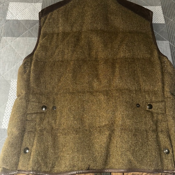 Ralph Lauren Green Tweed & Brown Microsuede Hunting Vest (XXL) - Picture 3 of 4
